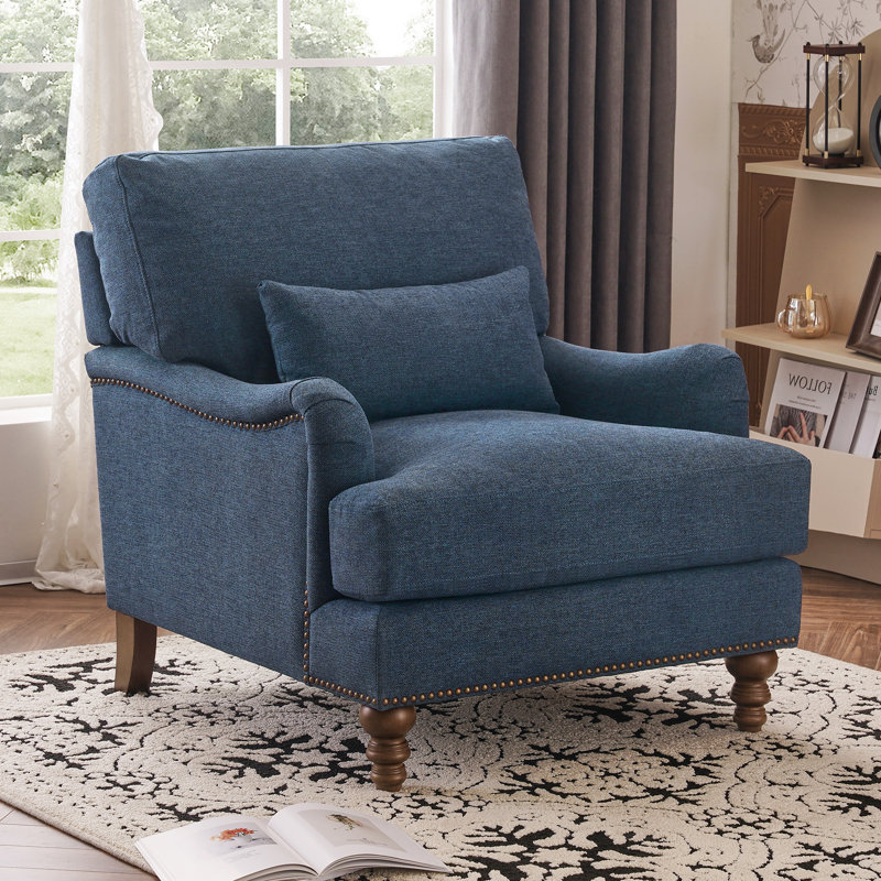 Salom Upholstered Armchair, Dark Blue 100% Polyester