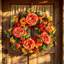 Couronne artificielle de pivoines d'automne et de citrouille, couronne florale d'automne 17,7 po avec eucalyptus, décoration de couronne de porte d'entrée pour la maison et le porche