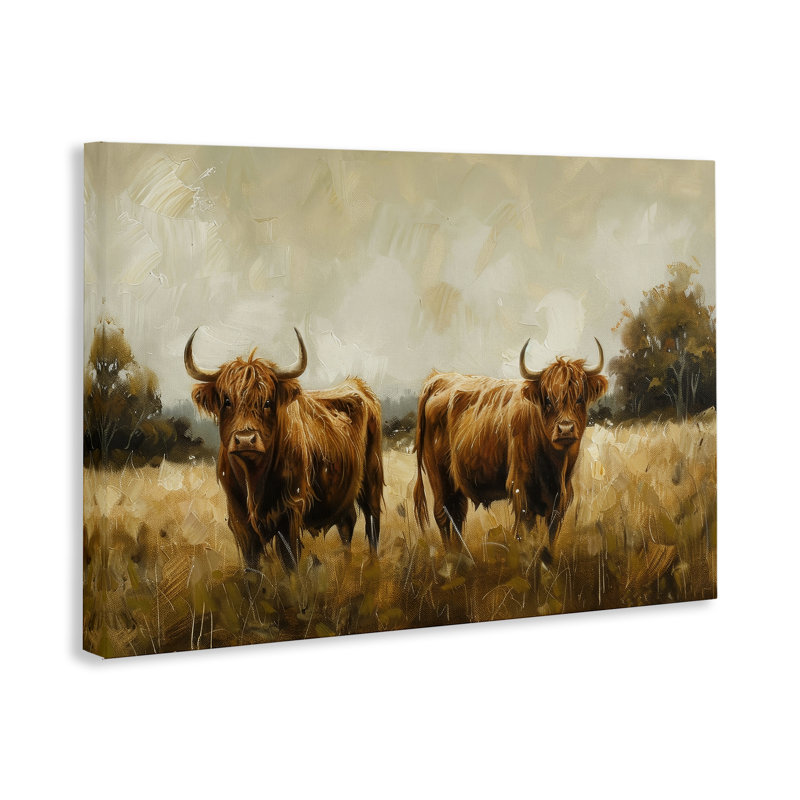 Couple de vaches, art mural sur toile par Petals Prints Design, H 45 po x l 30 po