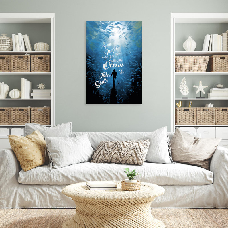 People Just Born With The Ocean - 1 Piece Rectangle Graphic Art Print On Wrapped Canvas, H 20 po x l 16 po x P 1,25 po