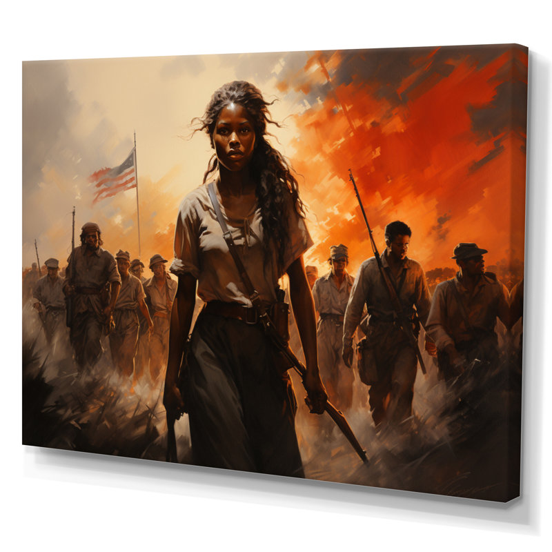 Liberté afro-américaine sur toile, H 16 po x l 32 po x P 1 po, Toile tendue
