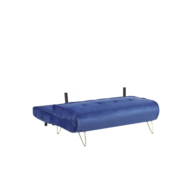 Millar Queen 130cm Upholstered Futon And Mattress, Navy Blue