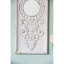 Ensemble de 2 grands panneaux d'art mural en bois avec finition blanche patinée et décorations de miroir rond, 16,9 po x 48 po
