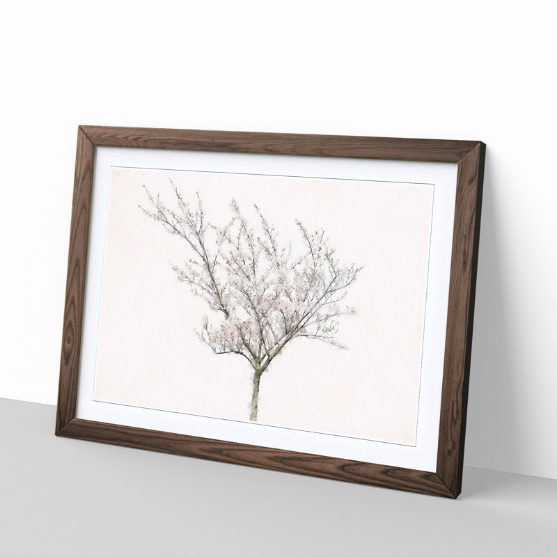 A Pink Cherry Blossom Tree - Picture Frame Painting Print, Walnut, 45cm H x 63cm W x 2cm D