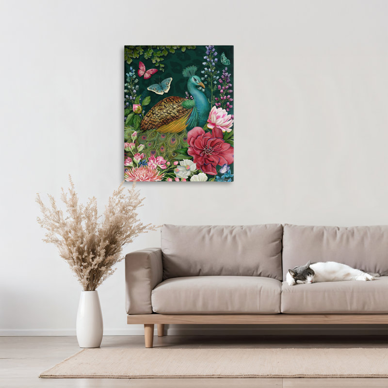 «Wild Garden Peacock», conception par Nicole Tamarin, H 30 po x l 24 po