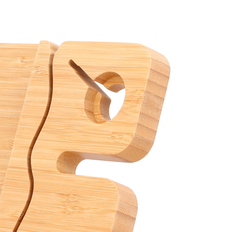 Support de rangement de bureau en bois de bambou pour téléphone portable