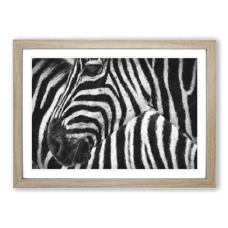 Zebra Vol.2 - Picture Frame Painting, 48cm H x 65cm W x 2cm D, Oak