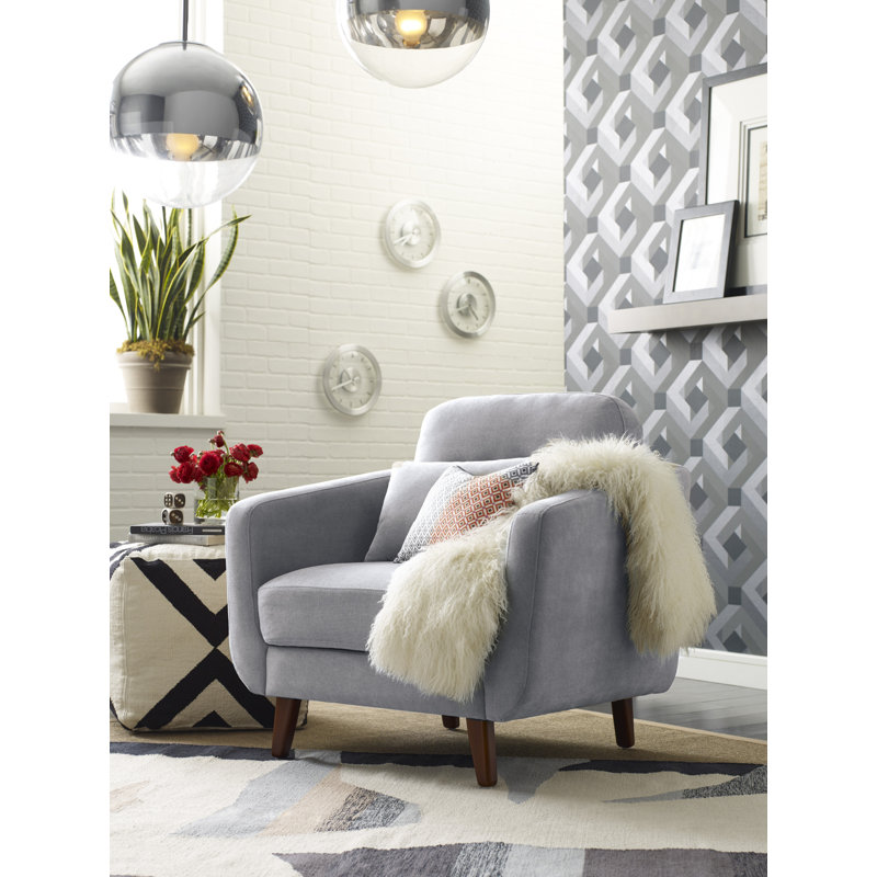 Elle Decor Chloe Upholstered Living Room Armchair, Light Gray
