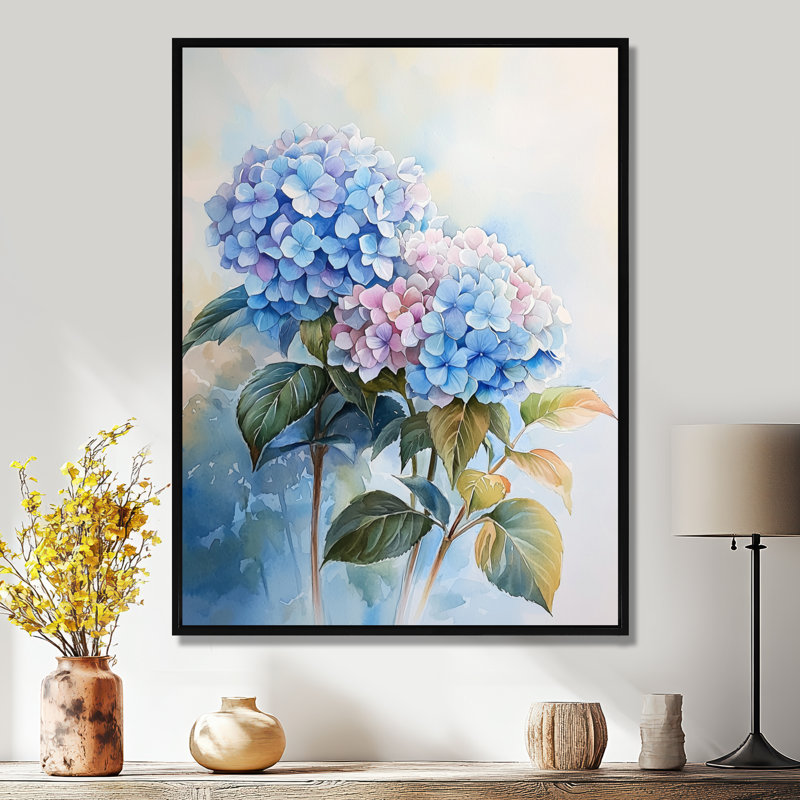 Hydrangeas In The Morning Light III - Hydrangea, reproduction d'art encadrée, H 20 po x l 12 po, Noir