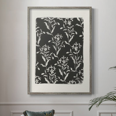 Motif floral rétro I, reproduction encadrée - bois massif