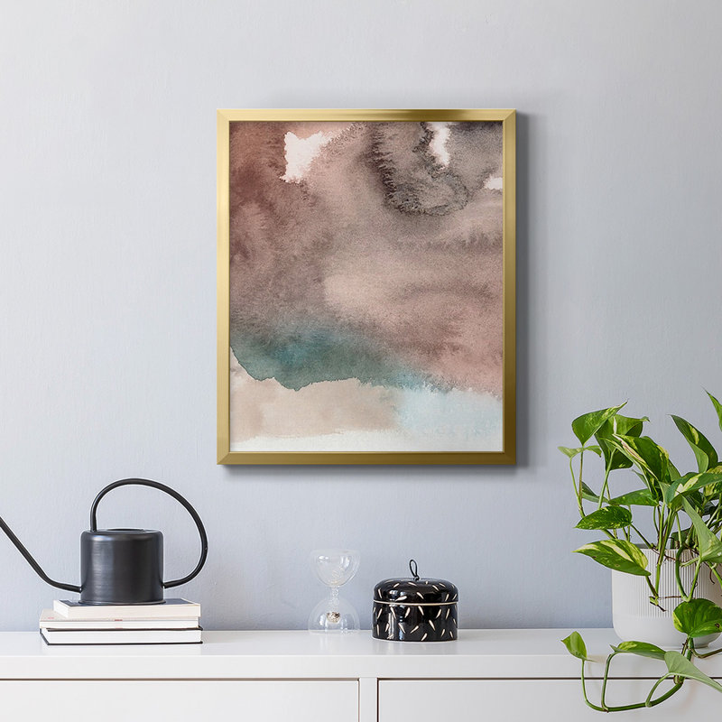 Toile encadrée de qualité supérieure rouge ocre abstraite I - prête à être accrochée, Or, H 20 po x l 16 po