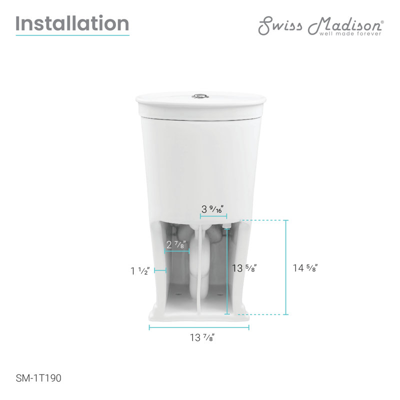 Toilette monobloc allongée au sol 1,6 gallon par minute GPF Swiss Madison Santorini (siège inclus), Blanc