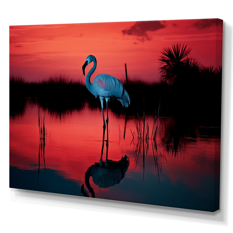 Flamant crépuscule I sur toile, Toile tendue, H 12 po x l 20 po x P 1,5 po