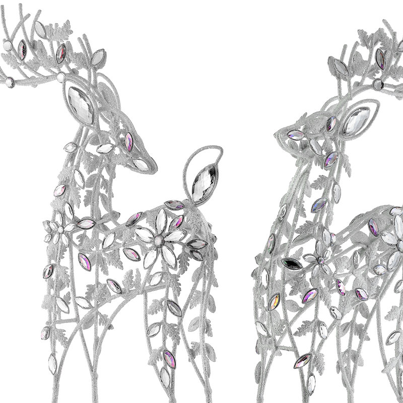 Cerf en métal 19,5 po , Blanc