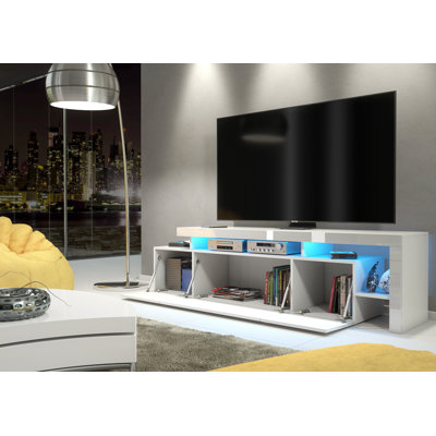 Millicent White TV Stand for TVs up to 75in with Blue LED Lights