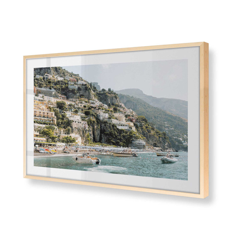 Imprimé nautique Positano, Érable brut encadré, H 9 po x l 11 po x P 1,25 po