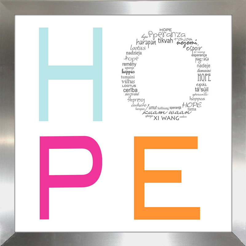 «Hope», reproduction de peinture à l'aquarelle, H 25,5 po x l 25,5 po x P 1 po, Encadrement argenté