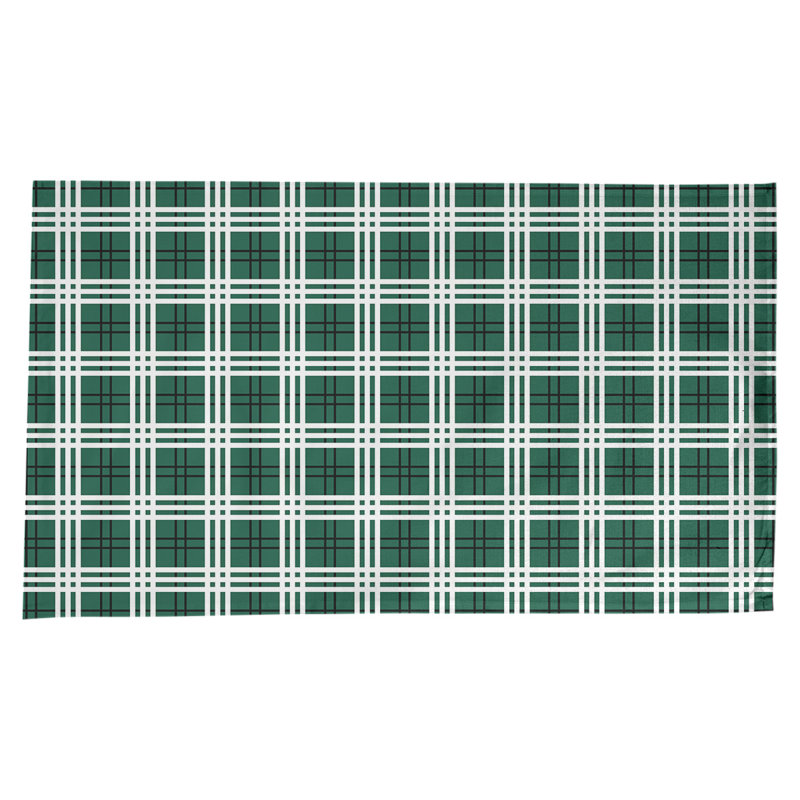 Nappe en mélange de coton à carreaux, Vert Gotham / noir furtif / blanc