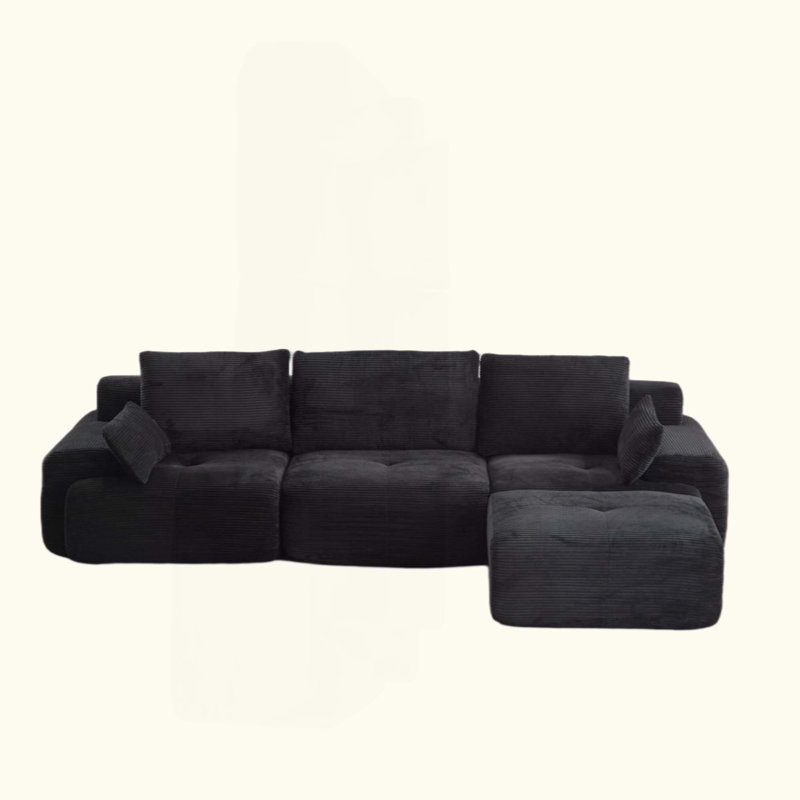 Modern Memory Foam Compressed Sofa,Large Sectional Couches For Living Room,Pet-Friendly Cloud Modular Sectional Sofa,Corduroy Fabric,Extra Deep Loveseat,No Assembly Required