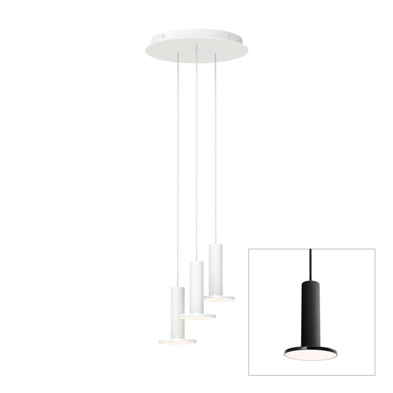 Cielo Hight Bright 3 Pendant Chandelier, Black, 3