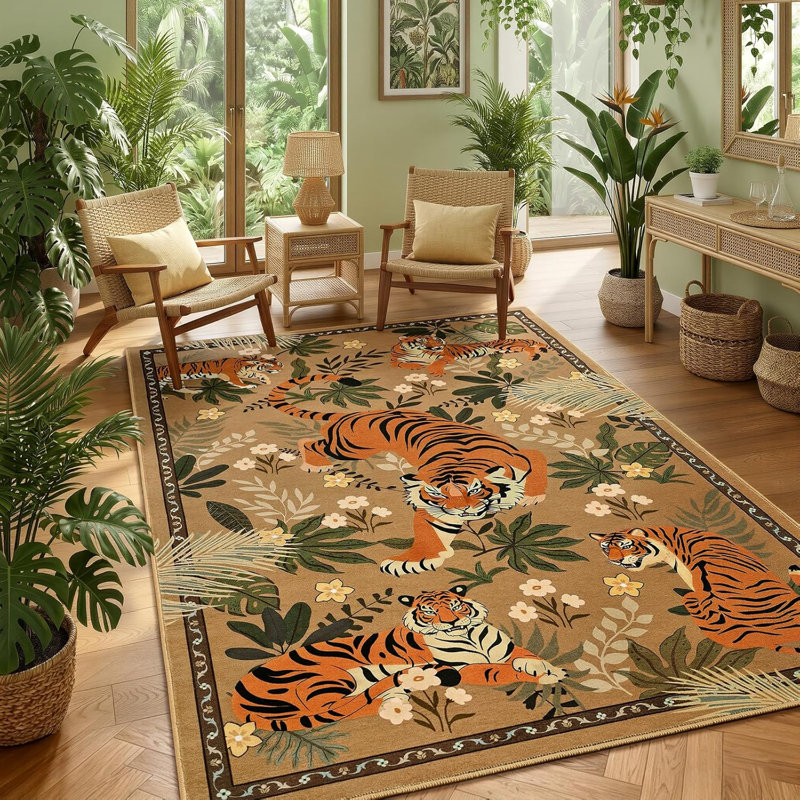 Tapis lavables à la machine Lochas, Brun, Rectangle 5 pi x 7 pi