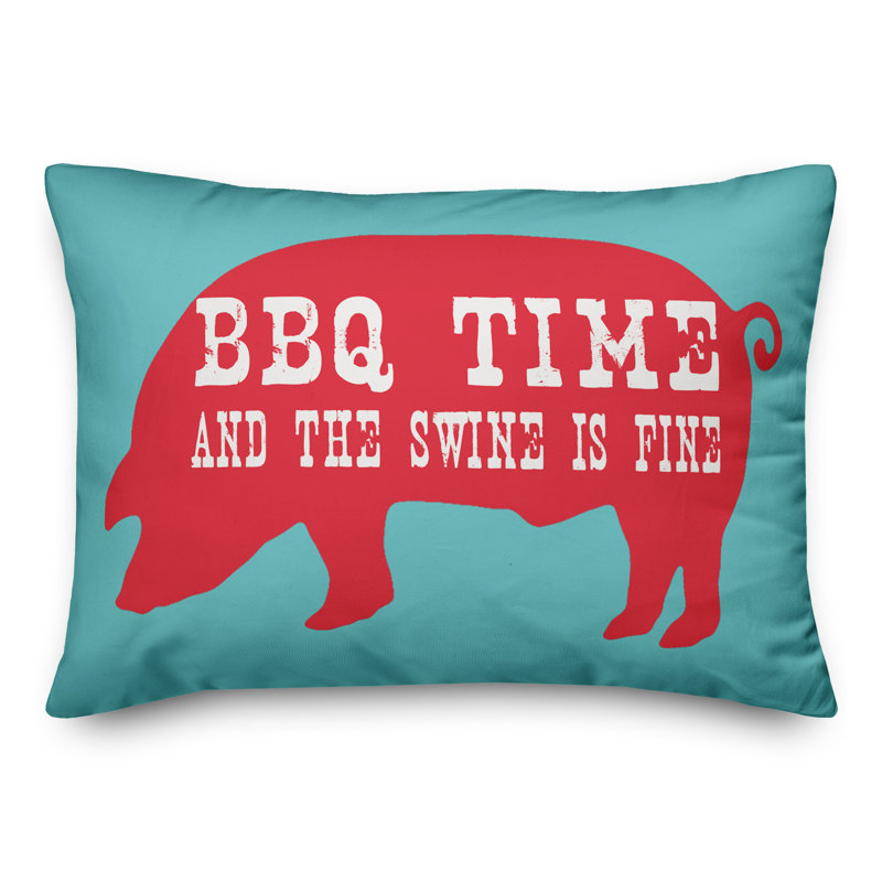 Summer Fun BBQ Time Swine Outdoor Lumbar Pillow