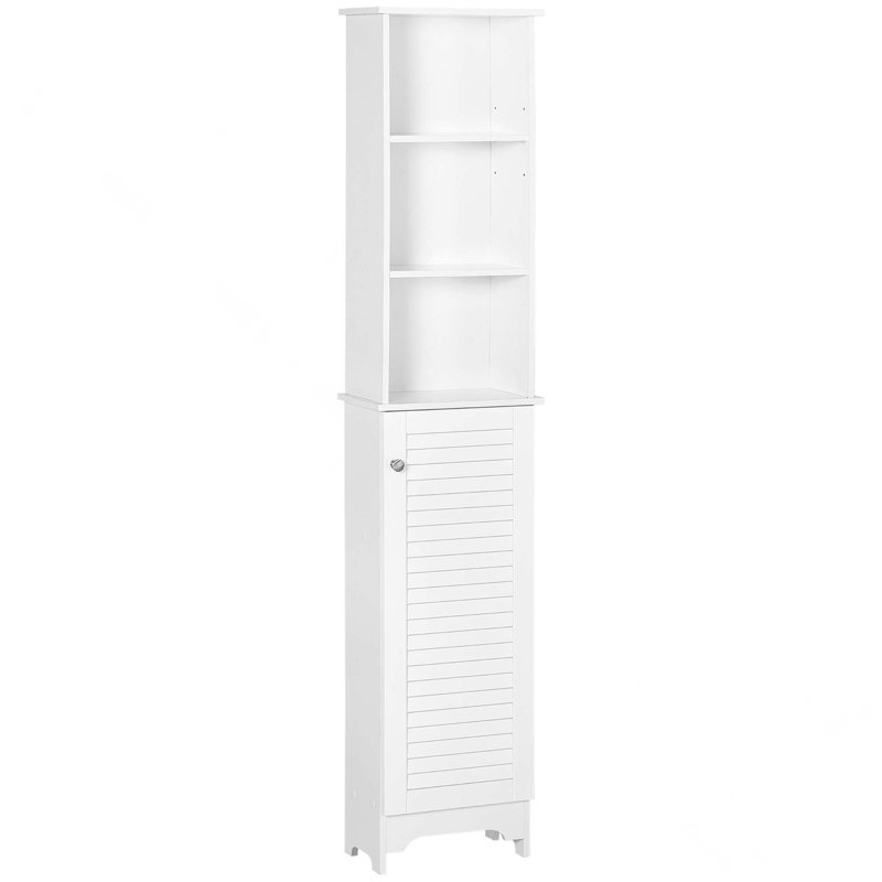 Freestanding Tall Linen Tower Bathroom Storage Cabinet With 3-Tier Open Adjustable Shelf