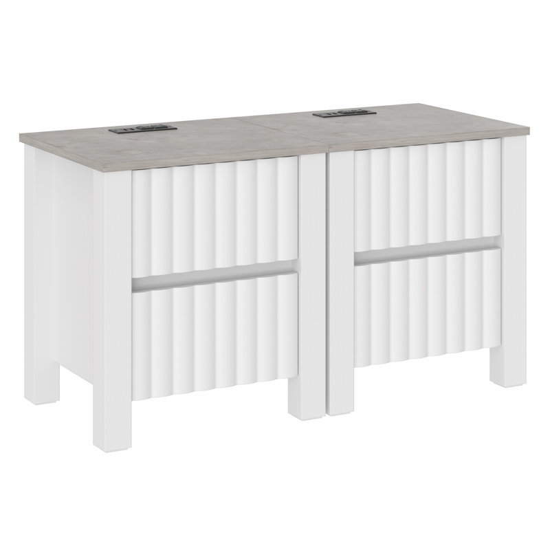 Ensemble de tables de bout à 2 tiroirs avec rangement Brely