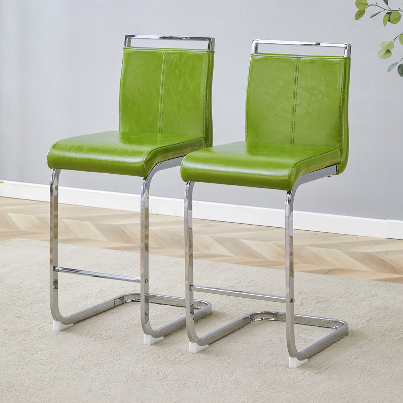 Tabouret de comptoir 25 po (ensemble de 2), Vert, Tabouret de comptoir (siège d'une hauteur de 25 p, Chrome chrome