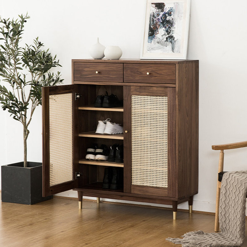 Retro High Quality Storage Shoe Cabinet, Dark Brown