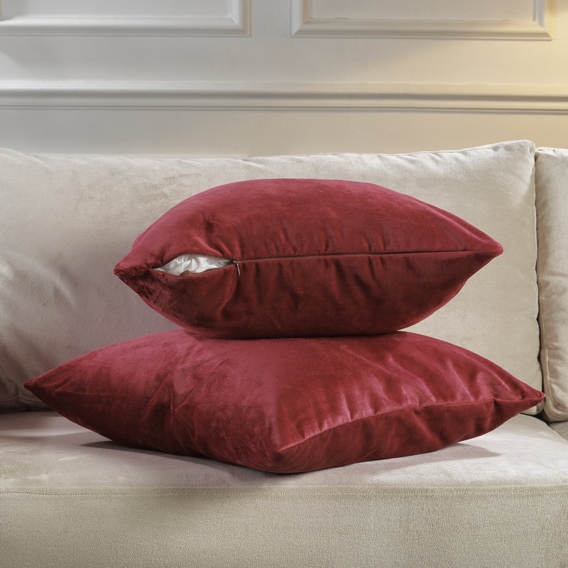 Matte Velvet Pillow Cover, 18" x 18", 54 Barn Red