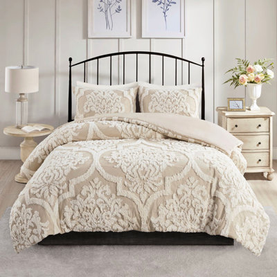 Housse de couette en coton chenille, double / grand, avec fermeture à boutons et touche douillette douillette