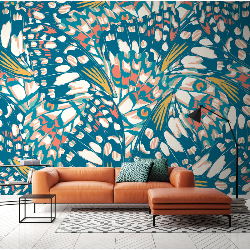 Lark Manor Butterfly Wings Matte Roll, 350cm L x 280cm W, Teal Blue/Orange