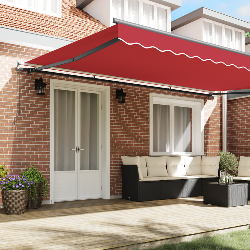 Retractable Awning, Red, 500 cm W x 300 cm D