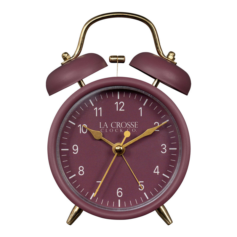 Twin Bell Silent Sweeping Quartz Analog Alarm Clock, Black
