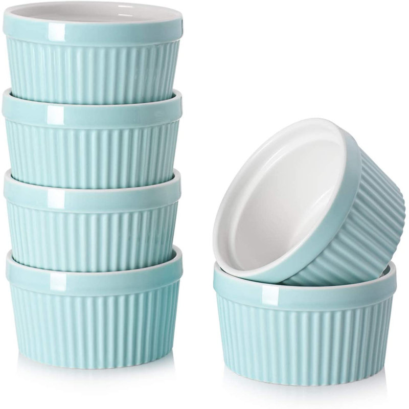 8 oz. Dowan Ramequins ronds en céramique, Bleu