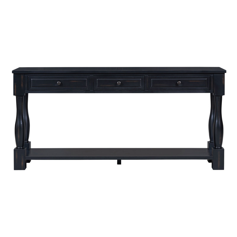 Console Console de 63 po de long avec tiroirs et tablette pour le vestibule, Espresso