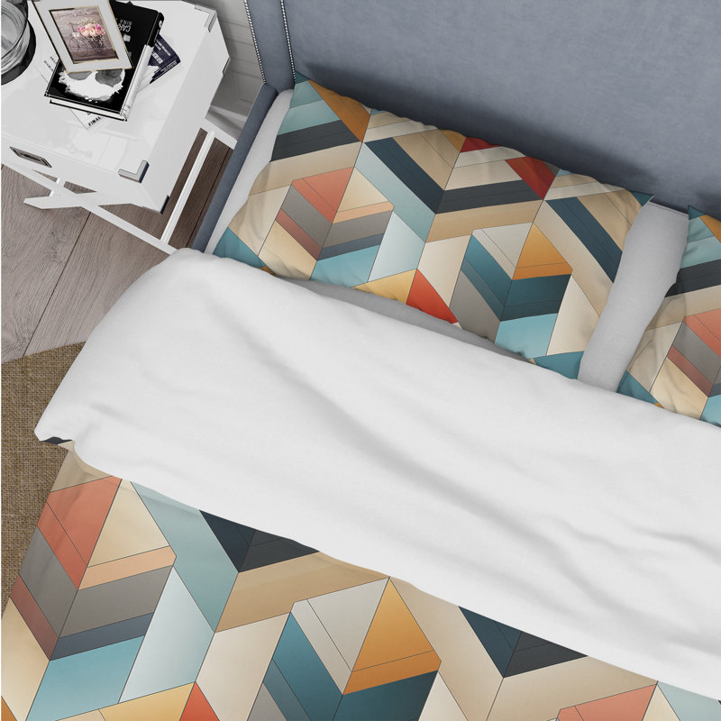 Ensemble de housse de couette à motif de chevrons Urban Geometric, Housse de couette pour grand lit et 2 taies décor