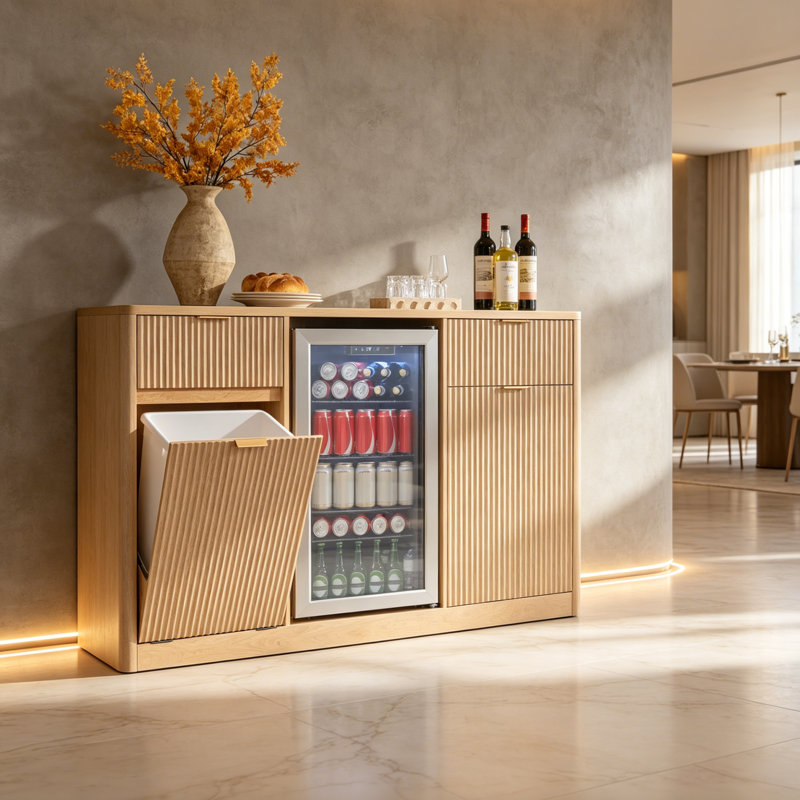 Armoire-bar 59 po avec buffet 59 po, Naturel