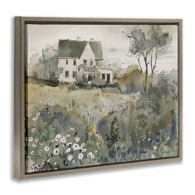 Toile flottante abstraite, "English Cottage View", conception par Annabelle Hall