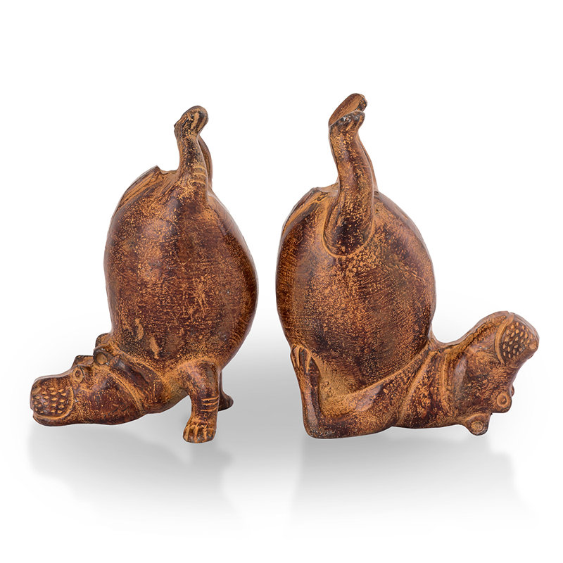 Paire de serre-livres acrobatiques hippopotames