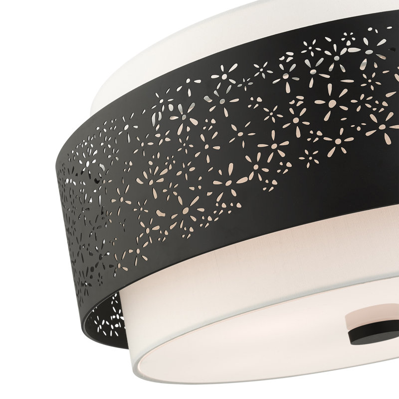 Lustre tambour 4 lumières à abat-jour Bevil