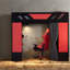 Lit mezzanine en bois pleine grandeur peu encombrant avec tablettes modernes et lumières RVB