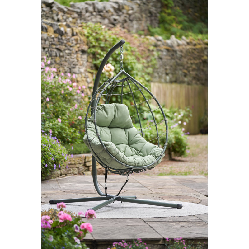 Lyon Anthracite Outdoor Single Hanging Chair, Moss Green, Single