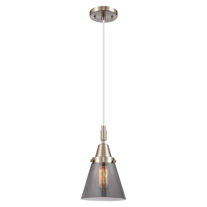 Downtown Urban - Cône Caden - Mini-luminaire suspendu à cordon 1 lumière - Abat-jour, H 129,88 po x l 6,25 po x P 6,25 po