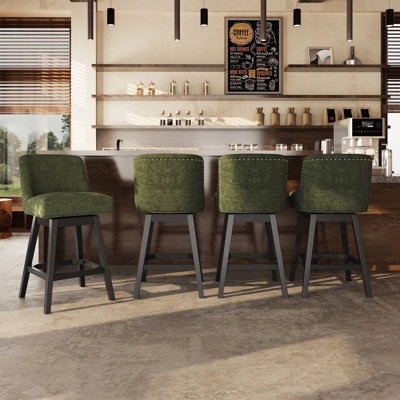 360°Bar Counter Stool with Solid Wood Frame