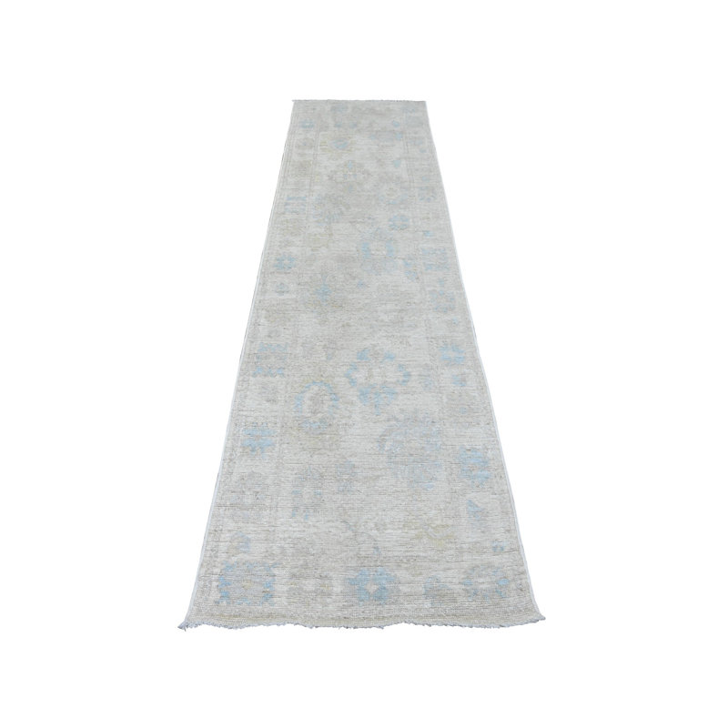 Tapis de couloir en laine noué à la main 2 pi 7 po x 9 pi 10 po Angora