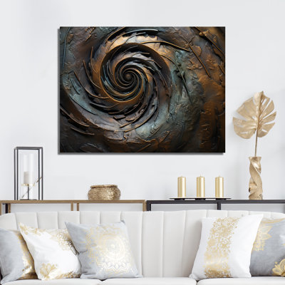 Bronze Whirling Wisdom Vortex I - Abstract Spirals Canvas Wall Art_106234