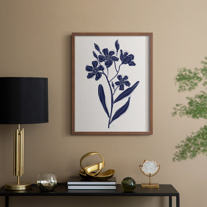 Indigo Botanical Study II, reproduction encadrée - bois massif, Noyer, H 11 po x l 9 po