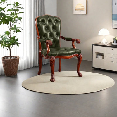 Light luxury faux leather solid wood leisure chair